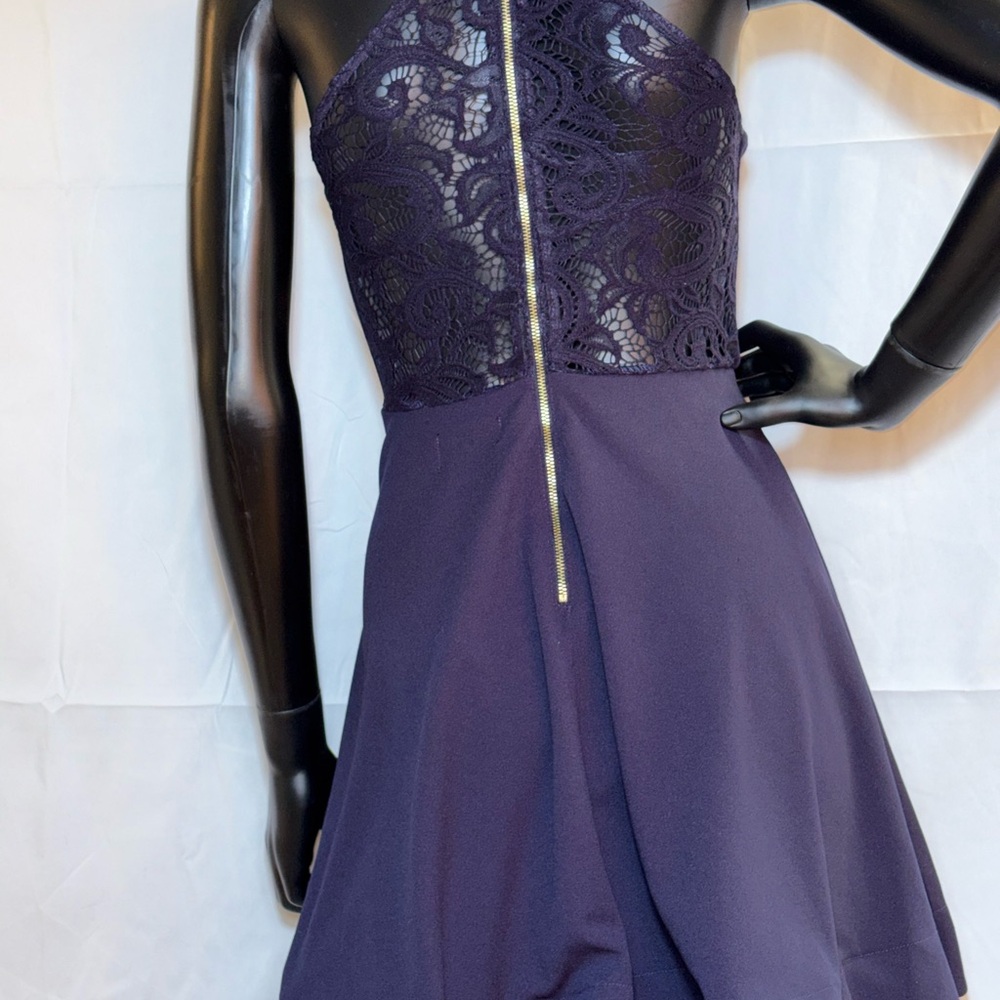 My Michelle Strapless Purple Lace Dress
